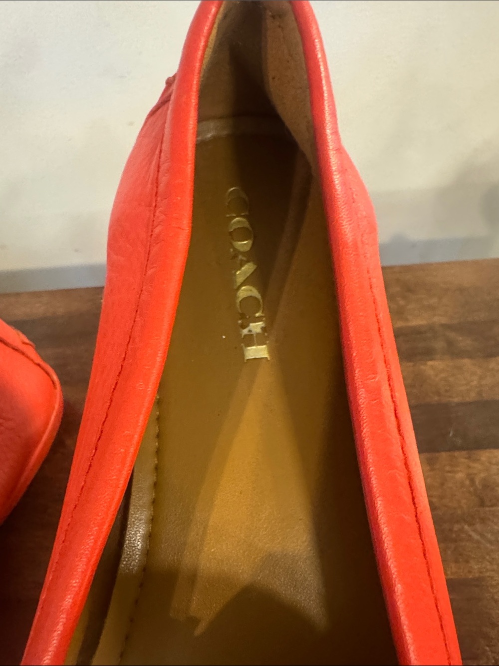 Coach Women's Coral Leather Penny Loafers - Picture 4 of 7